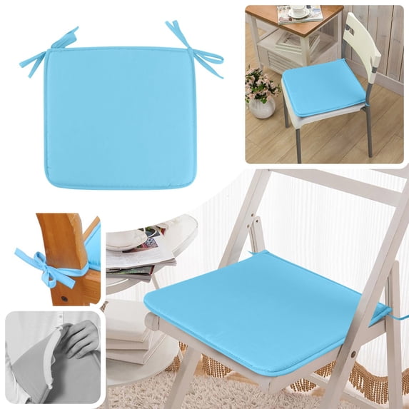 Square Chair Cushions for Dining Chairs,Office Chair Seat Cushions Stacking Non Slip High-Quality Sponge Chair Pads with Ties and Removable Cover for Outdoor Patio Kitchen Chairs,15.7"(Sky Blue)