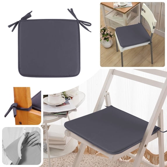 Square Chair Cushions for Dining Chairs,Office Chair Seat Cushions Stacking Non Slip High-Quality Sponge Chair Pads with Ties and Removable Cover for Outdoor Patio Kitchen Chairs,15.7"(Dark Gray)