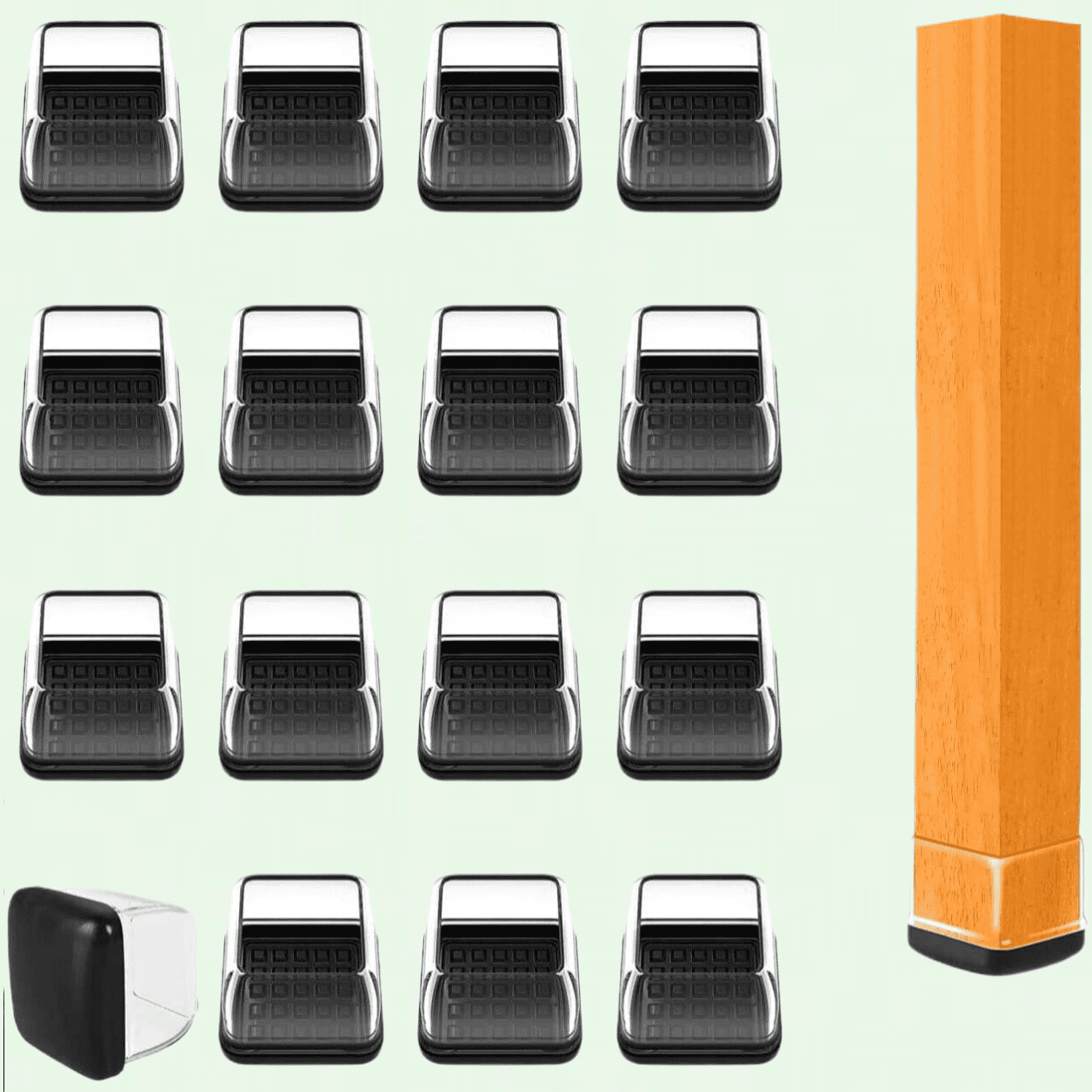 Square Chair Glides for Carpet Floor, Clear Chair Sliders for Tiled Floors, Furniture Sliders