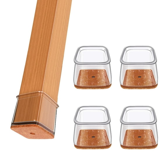 Square Chair Leg Floor Protectors with Felt, Silicone Furniture Leg Caps for Hardwood Floors, Non-Scratch Chair Leg Covers for Tables & Chairs
