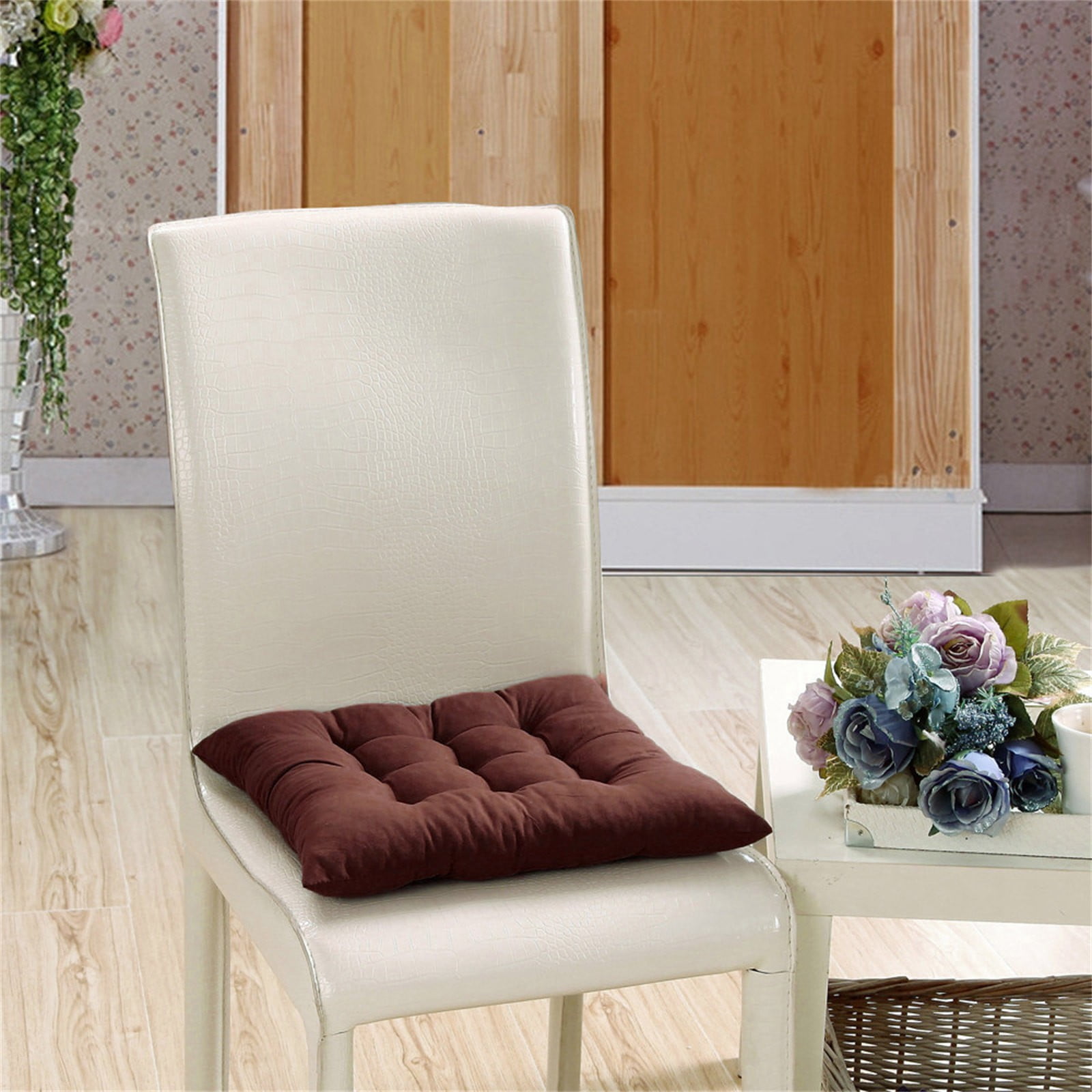 Square Chair Pads with Ties Tufted Seat Cushion Thick Outdoor/Indoor Floor Pillow,Soft Thick