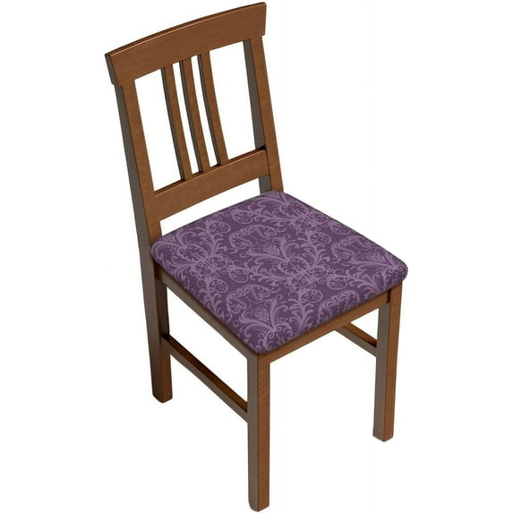Square Chair Seat Covers Set of 4, Purple Chair Covers with Elastic Ties, Soft Stretch Removable Universal Chair Protector Seat Cushion Slipcovers for Dining Room Kitchen Office