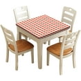 thumbnail image 1 of Square Checkered Fitted Polyester Table Cover, White Red Plaid Elastic Edge Home Decorative Tablecloths, Oil & Dust Proof Washable Tablecloth, For Indoor Picnic BBQ Table Clothes, Fits 34"x34" Table, 1 of 6
