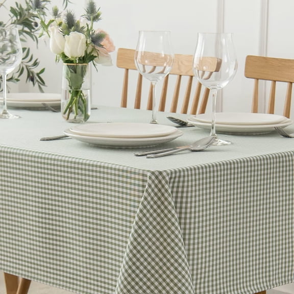 Square Checkered Tablecloth Water Resistance Antiwrinkle Spillproof Heavy Weight Gingham Kitchen Table Cloth Buffalo Plaid for Dining Room Party Holiday Dinner 70 x 70 Inch Sage White