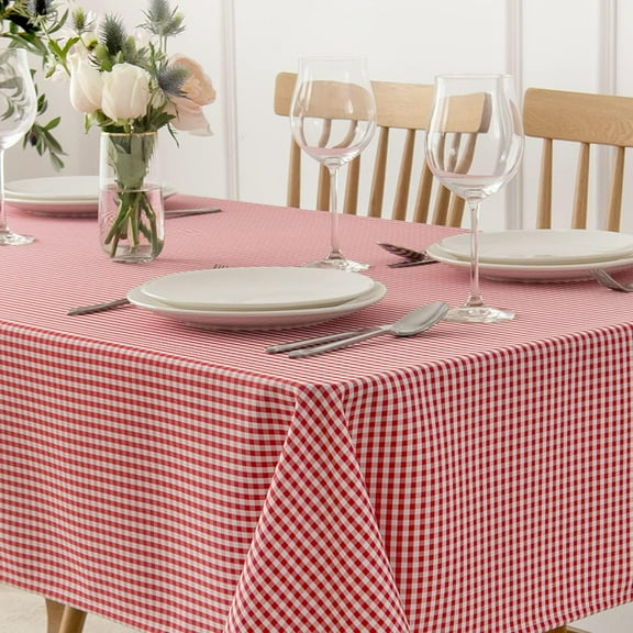 Square Checkered Tablecloth Water Resistance Antiwrinkle Spillproof Heavy Weight Gingham Table Cloth Buffalo Plaid for Banquet Christmas Parties Holiday Event Dinner 70 x 70 Inch Red White