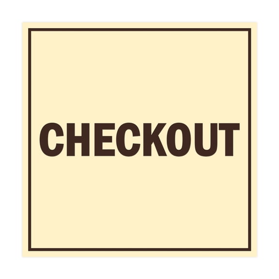 Square Checkout Sign (Ivory/Dark Brown) - Small