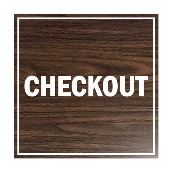 Square Checkout Sign (Walnut) - Medium