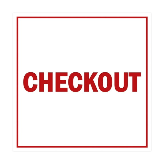 Square Checkout Sign (White/Red) - Small