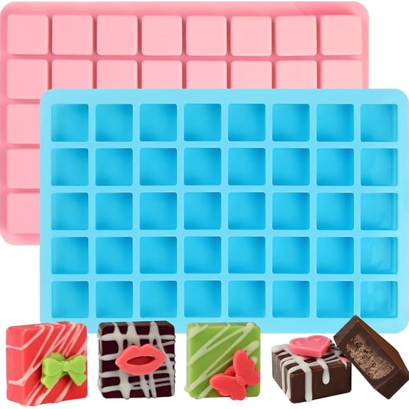 Square Chocolate Mold, Silicone Candy Molds, Non Stick Molds for Candy, Gummy, Hard Candy, Jelly, Ice Cubes, Chocolate, Ganache, Pudding