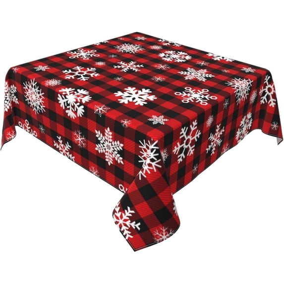 Square Christmas Snowflake Tablecloth 60"x60" Inch, Durable Table Cover for Kitchen Dining Room, Holiday Tablecloth for Party Dinner