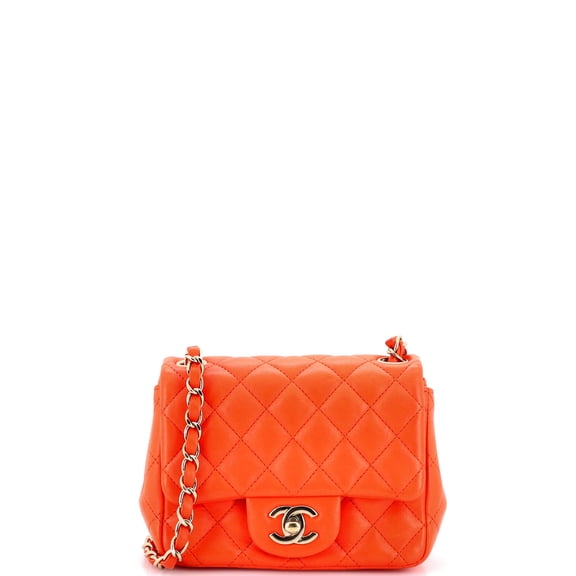 Pre-Owned Square Classic Single Flap Bag Quilted Lambskin Mini By Rebag