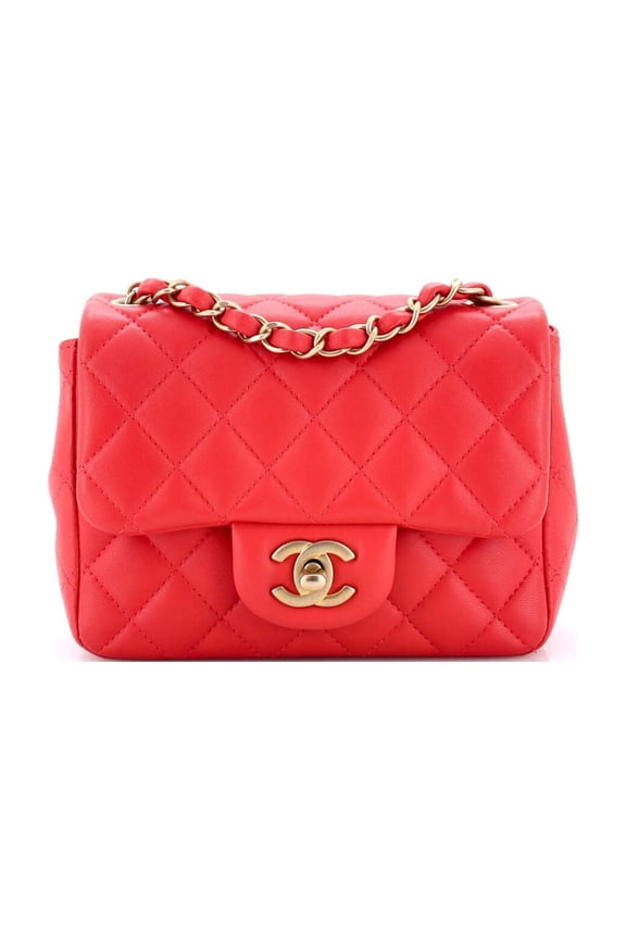 Square Classic Single Flap Bag Quilted Lambskin Mini By Rebag
