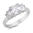 thumbnail image 1 of Square Clear Cubic Zirconia Wedding Ring .925 Sterling Silver Band White Jewelry Female Male Size 6, 1 of 4