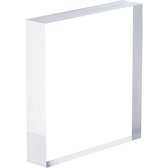 Square Clear Polished Acrylic Display Base Transparent Cube Pedestal Jewelry Ring Display Stands Photography Props Background for Showing Collectibles Jewelry Cosmetics Garage Kit 3.15 Inch for DIY