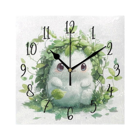 Square Clock Black Clock 7.78 *7.78 Inch Decorative Clock Creative Clock Dual-Purpose Clock Wall Clock Clock Decorate Your Space Beautiful Cartoon Monster