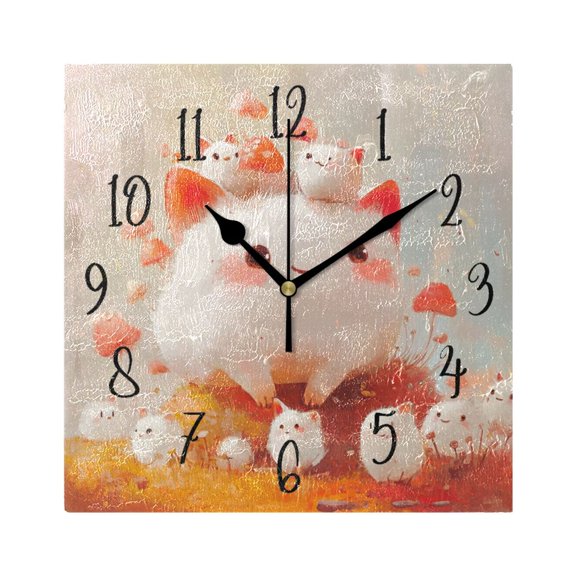 Square Clock Black Clock 7.78 *7.78 Inch Decorative Clock Creative Clock Dual-Purpose Clock Wall Clock Clock Decorate Your Space White Cartoon Monster