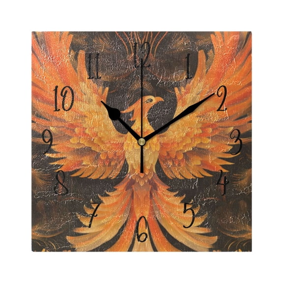 Square Clock Black Clock 7.78 *7.78 Inch Decorative Clock Creative Clock Dual-Purpose Clock Wall Clock Clock Decorate Your Space Beautiful Phoenix