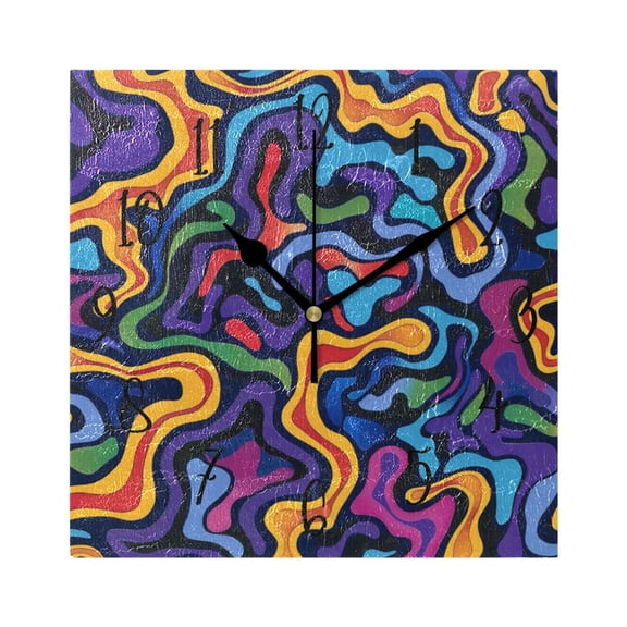 Square Clock Black Clock 7.78 *7.78 Inch Decorative Clock Creative Clock Dual-Purpose Clock Wall Clock Clock Decorate Your Space Colored River