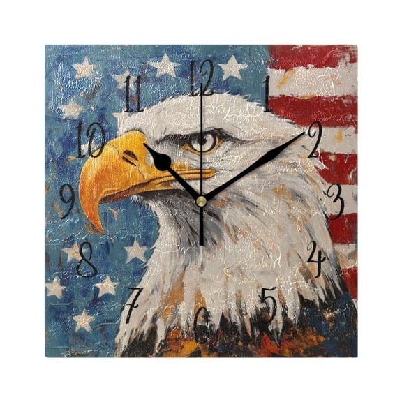 Square Clock Black Clock 7.78 *7.78 Inch Decorative Clock Creative Clock Dual-Purpose Clock Wall Clock Clock Decorate Your Space Eagle Pattern