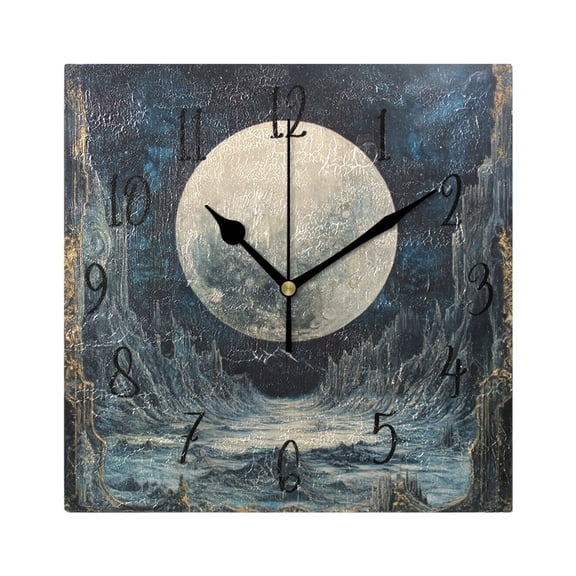 Square Clock Black Clock 7.78 *7.78 Inch Decorative Clock Creative Clock Dual-Purpose Clock Wall Clock Clock Decorate Your Space Pretty Cool Moon