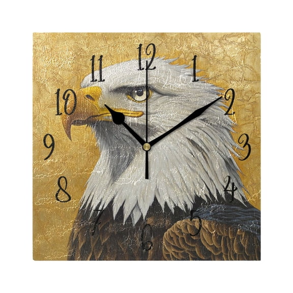 Square Clock Black Clock 7.78 *7.78 Inch Decorative Clock Creative Clock Dual-Purpose Clock Wall Clock Clock Decorate Your Space Pretty Eagle Pattern