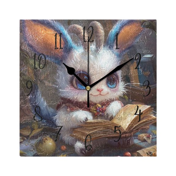 Square Clock Black Clock 7.78 *7.78 Inch Decorative Clock Creative Clock Dual-Purpose Clock Wall Clock Clock Decorate Your Space Reading Wizard