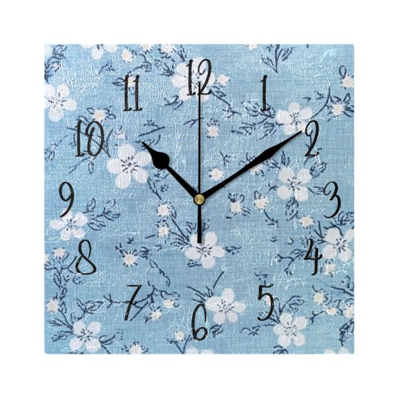 Square Clock Gold Clock 7.78 *7.78 Inch Decorative Clock Creative Clock Dual-Purpose Clock Wall Clock Clock Decorate Your Space Light Blue Cloth Pattern