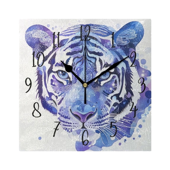 Square Clock Gold Clock 7.78 *7.78 Inch Decorative Clock Creative Clock Dual-Purpose Clock Wall Clock Clock Decorate Your Space Pretty Blue Cool Tiger