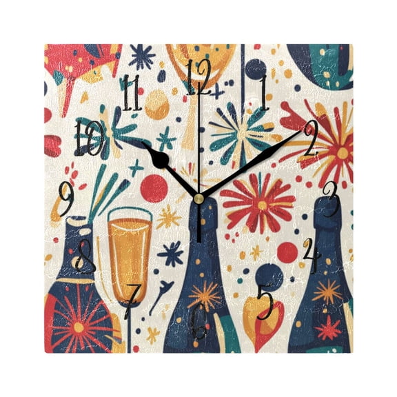 Square Clock Gold Clock 7.78 *7.78 Inch Decorative Clock Creative Clock Dual-Purpose Clock Wall Clock Clock Decorate Your Space Pretty Champagne Pattern