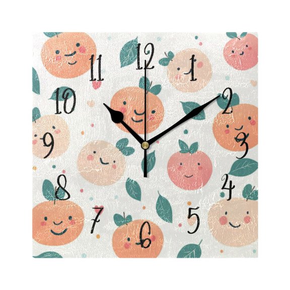 Square Clock Gold Clock 7.78 *7.78 Inch Decorative Clock Creative Clock Dual-Purpose Clock Wall Clock Clock Decorate Your Space Pretty Smile Pink Peach