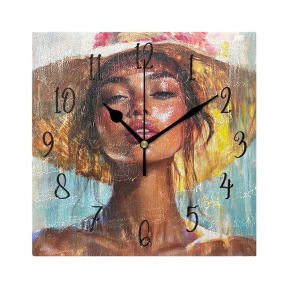 Square Clock Gold Clock 7.78 *7.78 Inch Decorative Clock Creative Clock Dual-Purpose Clock Wall Clock Clock Decorate Your Space A Summer Beauty