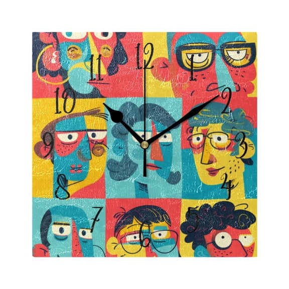 Square Clock Gold Clock 7.78 *7.78 Inch Decorative Clock Creative Clock Dual-Purpose Clock Wall Clock Clock Decorate Your Space Human Face