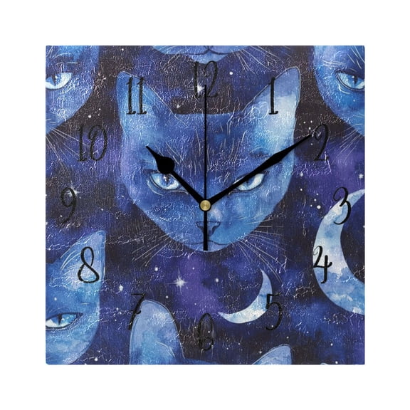 Square Clock Gold Clock 7.78 *7.78 Inch Decorative Clock Creative Clock Dual-Purpose Clock Wall Clock Clock Decorate Your Space Moonlight Pretty Cat