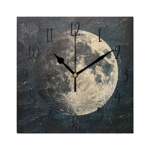 Square Clock Gold Clock 7.78 *7.78 Inch Decorative Clock Creative Clock Dual-Purpose Clock Wall Clock Clock Decorate Your Space Pretty Gray Moon