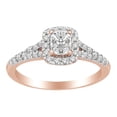 thumbnail image 1 of AFFY Square Cluster Pinch Shank Enagegment Ring In 14k Rose Gold With 0.75 CT White Natural Diamond With RING Size-4.5, 1 of 1