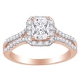 thumbnail image 1 of AFFY Square Cluster Pinch Shank Enagegment Ring In 14k Rose Gold With 0.75 CT White Natural Diamond With RING Size-7.5, 1 of 1