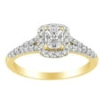 thumbnail image 1 of AFFY Square Cluster Pinch Shank Enagegment Ring In 14k Yellow Gold With 0.75 CT White Natural Diamond With RING Size-8.5, 1 of 1