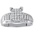 thumbnail image 1 of Square Cluster Ring, Pave Set Diamond Engagement Ring, Baguette Cut Solitaire With Accents Diamond Ring, Promise Ring For Her, 925 Sterling Silver, 2.4 Ct Simulated Diamond, 1 of 4