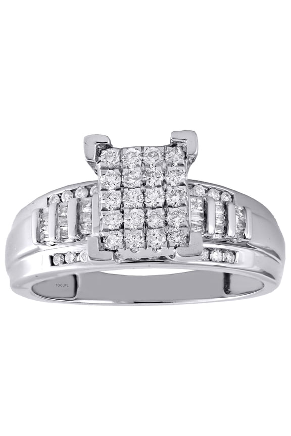 Square Cluster Ring, Pave Set Diamond Engagement Ring, Baguette Cut Solitaire With Accents Diamond Ring, Promise Ring For Her, 925 Sterling Silver, 2.4 Ct Simulated Diamond