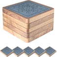thumbnail image 1 of Square Coasters for Drinks, Absorbent Coaster Sets of 5, Wood Drinks Coasters for Coffee Tabletop Protection, Non-Slip, Non-Stick, Suitable for Kinds of Cups Wooden Table Drink, 4.1 Inches Grey, 1 of 6