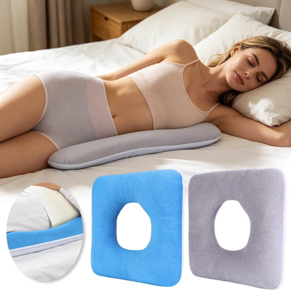 Square Coccyx Cushion 15" Pressure Relief Breathable Seat Pad Soft Cotton Decubit Support Pillow for Elderly Pregnant Postoperative Wheelchair Blue