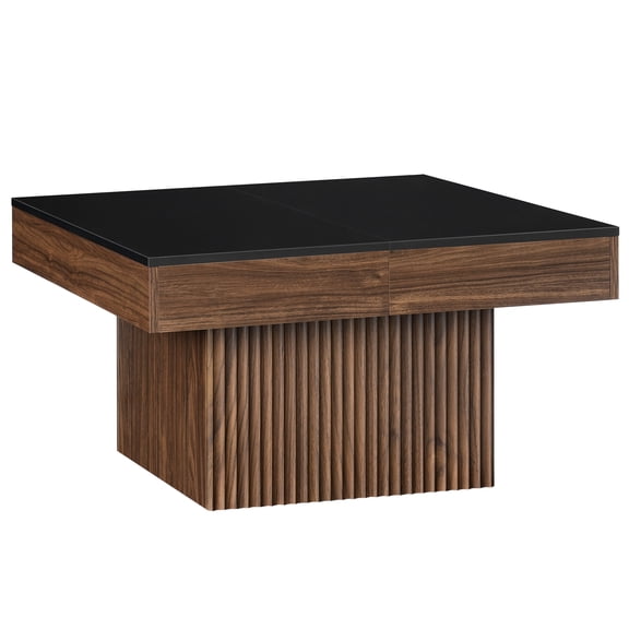 Square Coffee Table, Engineered Wood Coffee Table for Living Room,  Cocktail Table with Synchronized Top, for Living Room, Study, Home Office, Black and Walnut