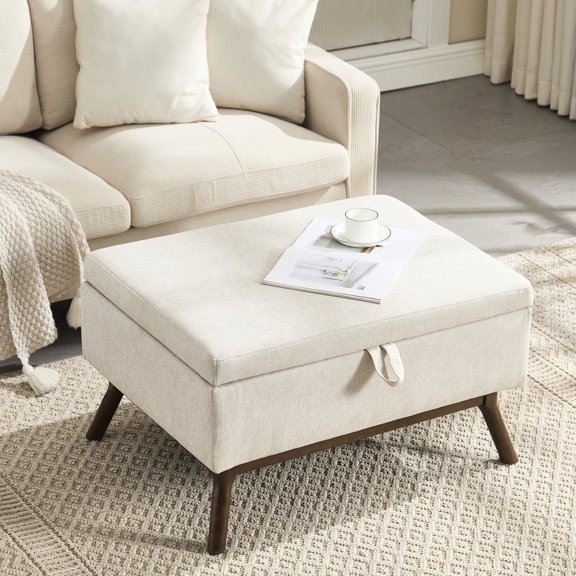 Square Coffee Table Ottoman with Safety Hinge Storage / Great for Entryway Organization