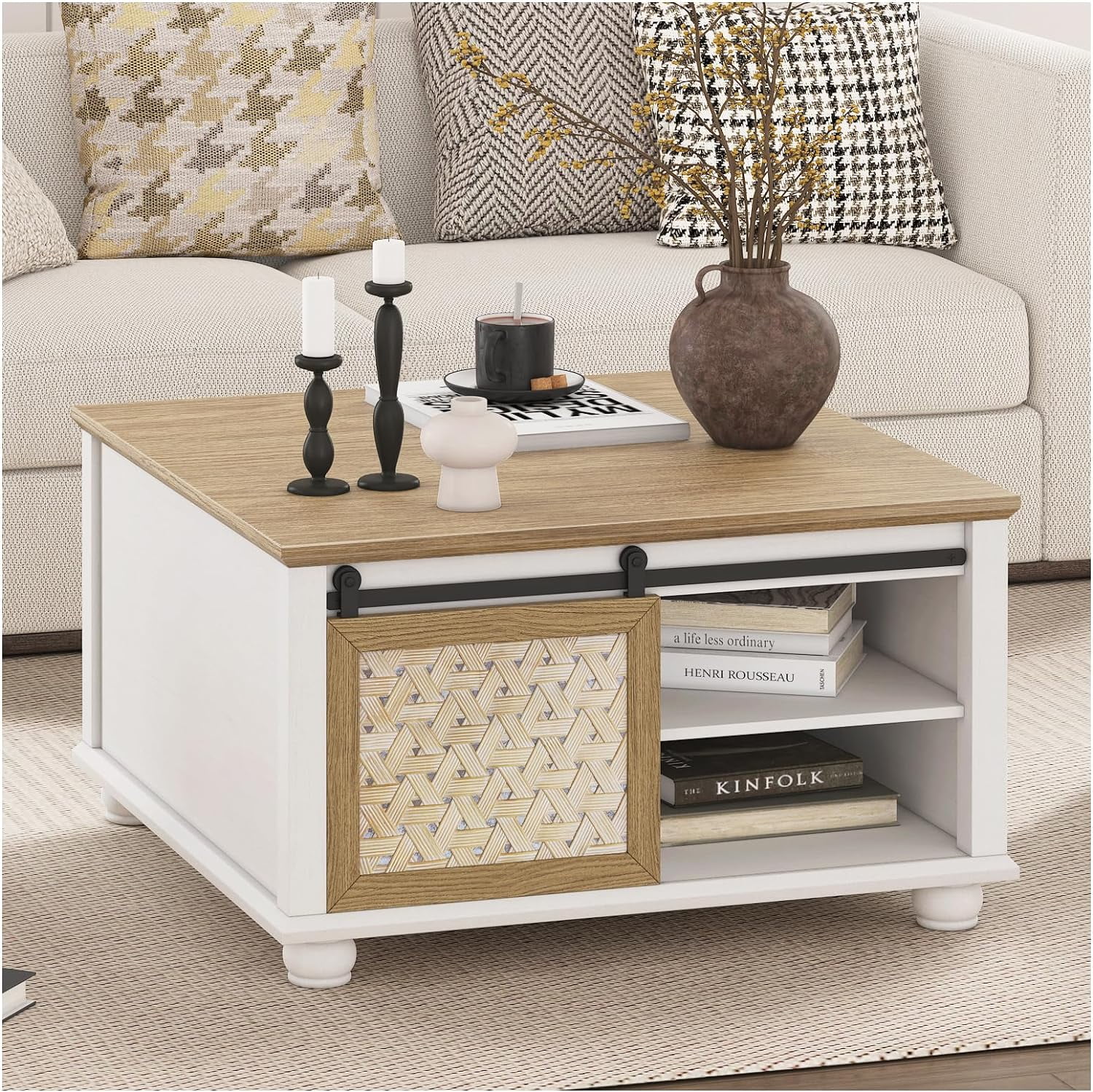 Square Coffee Table,Square Coffee Tables for Living Room,Farmhouse ...