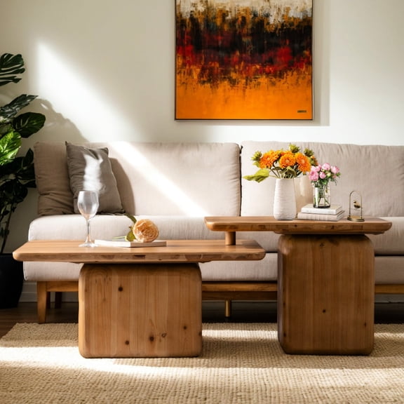 Square Coffee Table With Classic Wood Grain And Practical Function - For Living Room, Office, Dining Long-lasting Use