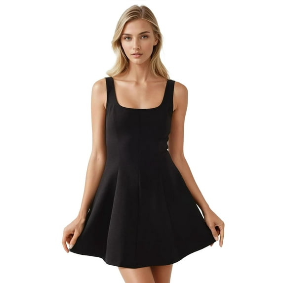 Square Collar Fitted Mini Dress