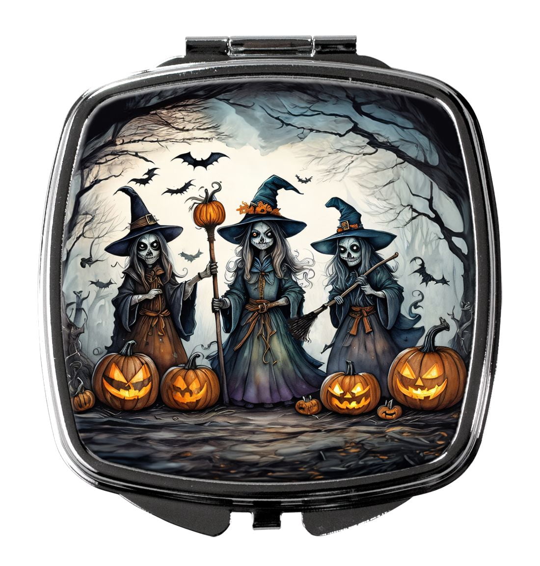Square Compact Mirror 2.75x3 Inch with Halloween Artwork Dual Mirrors