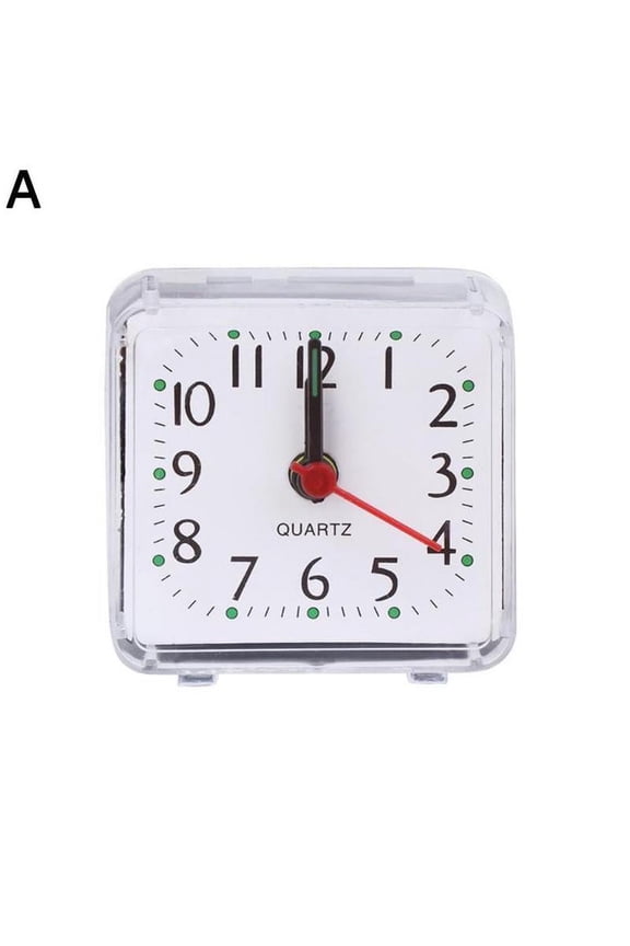 Square Compact Travel Quartz Clock Beep Mini Alarm Clock Bedroom Home Table Clock White Clock