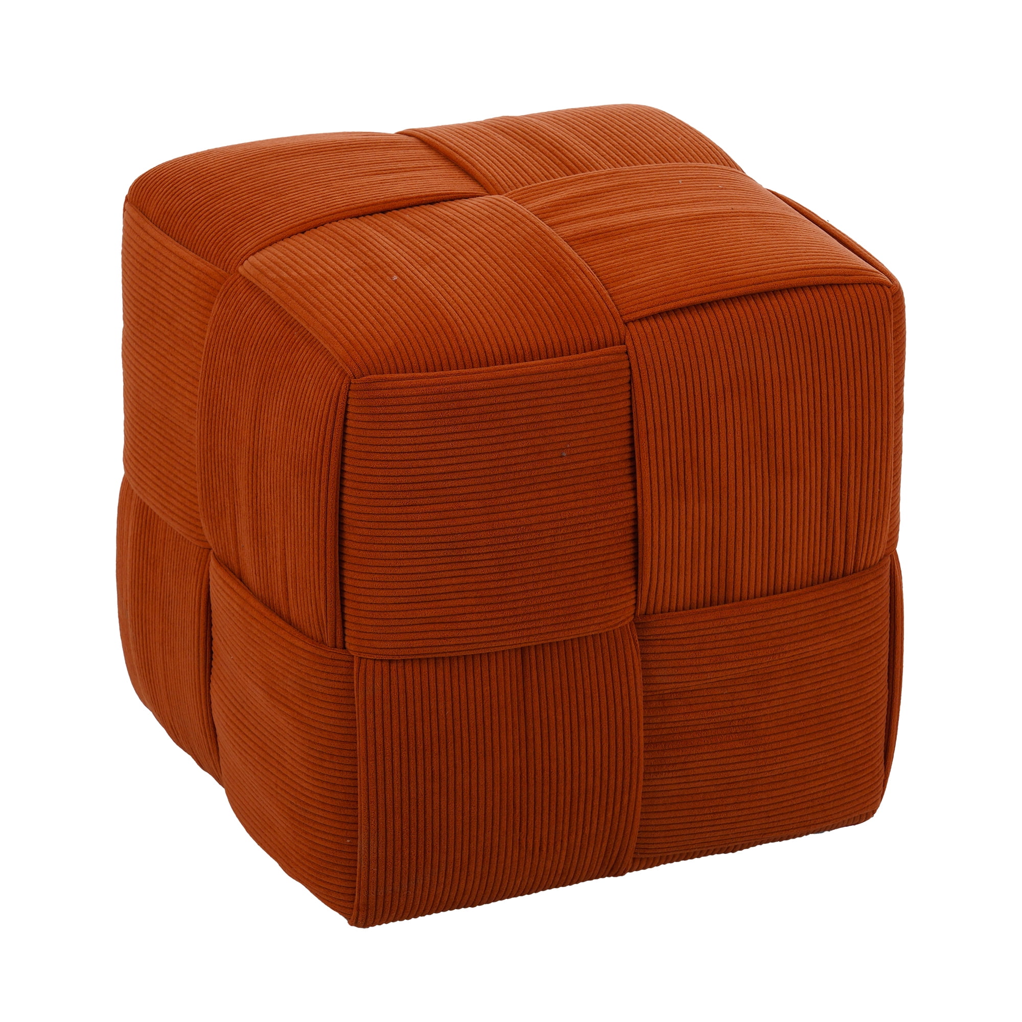 Square Corduroy Ottoman Foot Rest, Soft High Resilience Foam Sofa Stool, 300LBS Weight Capacity Multi-Purpose Vanity Seat for Bedroom Living Room