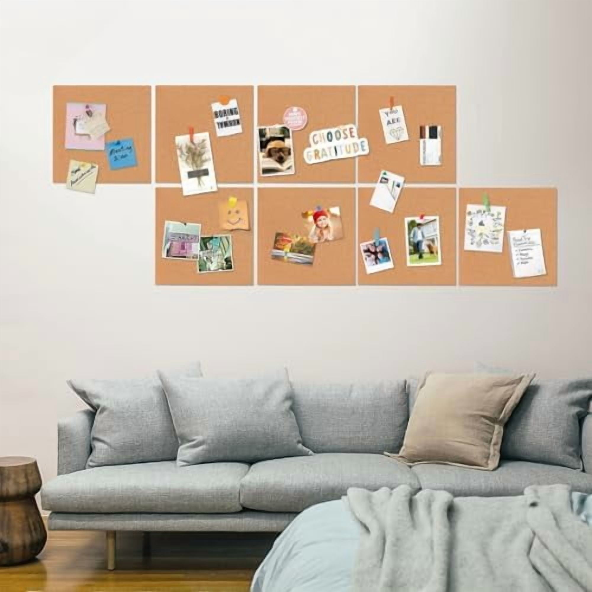 Square Cork Bulletin Board Tiles - Tekola 8Pack Extra Thick 12x12 Inches Cork Board Tiles for Wall for Home Office Decor, Cork Sheet,School Message Board and Decorative Display Boards